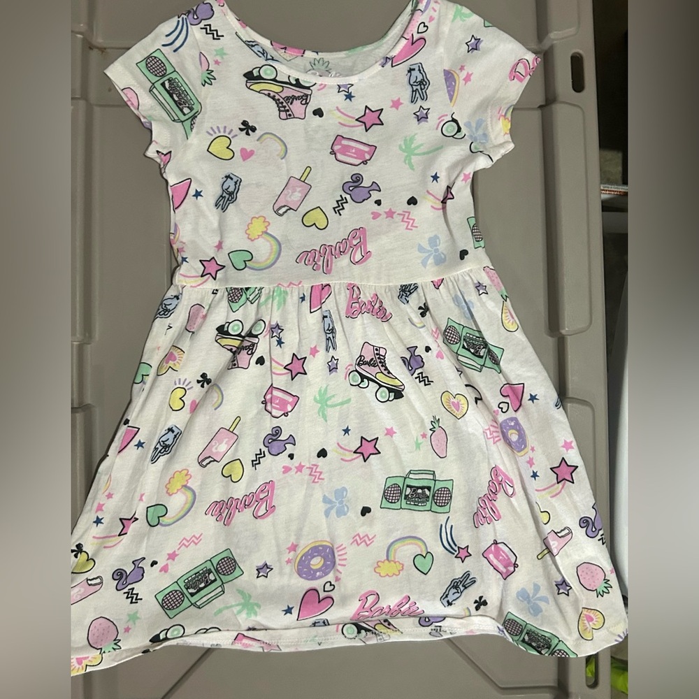 Colorful Barbie Graphic Skater Kids Dress